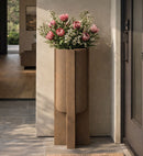 Porta Vaso da Esterno Moai Ø42x101 cm in Resina Marrone      