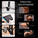 Panca Multifunzione  155x56,5x120 cm con Supporto Bilanciere e Schienale Regolabile in Acciaio e PU Nero e Blu      