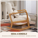 Poltrona a Dondolo 90°-130° 64,5x82x89 cm con Cuscino Lombare in Tessuto Sherpa Bianco  