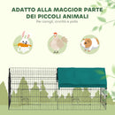 Gabbia per Galline Pollaio da Esterno con Telo di Copertura 185x75x75 cm in Acciaio Verde      