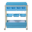 Fasciatoio con Vaschetta e Vani Portaoggetti in Plastica Atossica Blu 81x53x102 cm 