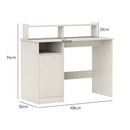 Scrivania Moderna con Supporto per Monitor Armadietto e Ripiani 108x50x94 cm Bianco Crema  