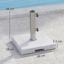 Base per Ombrellone Quadrata 38x38x38 cm da 21 kg con Maniglie e 2 Manopole Regolabili in Granito Grigio      