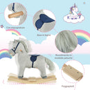 Cavallo a Dondolo per Bambini in Legno e Peluche Grigio