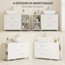 Mobile Sottolavabo da Bagno 90x30x60 cm con 2 Cassetti e Ripiani Aperti in Legno Bianco      