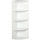 Libreria ad Angolo da Parete e Muro con 4 Ripiani in Legno Bianco 39.5x39.5x120 cm 