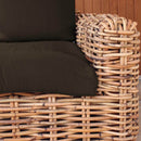 Set Salotto da Giardino Divano 2 Poltrone e Tavolino con Cuscini in Rattan Marrone
