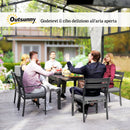 Set da Giardino con Tavolo Allungabile e 6 Sedie Impilabili con Cuscini Grigio     