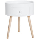 Tavolino da Salotto Moderno con Cassetto in Legno Bianco Ø38x45 cm 
