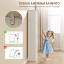 Scarpiera Salvaspazio 60x23,5x151 cm a 4 Cassetti con Ripiani Regolabili su 2 Livelliin MDF Bianco      
