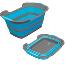Cesto per Biancheria Richiudibile 27 Litri con Manici e Tappo in Silicone Blu