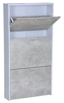 Mobile Scarpiera 3 Ante 60x14,5x116 cm in Legno Truciolare Bianco e Cemento