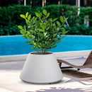 Vaso da Esterno Interno Design Conico Ø60x35 cm Stromboli in Resina Bianco 
