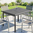 Tavolo da Giardino Allungabile 110-170x90x75 cm per 6-8 Persone con Piano a Doghe in Alluminio Grigio Scuro      