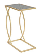 Tavolinetto da Divano Glam 45,5x25,5x60 cm in Ferro e Vetro Nero e Oro