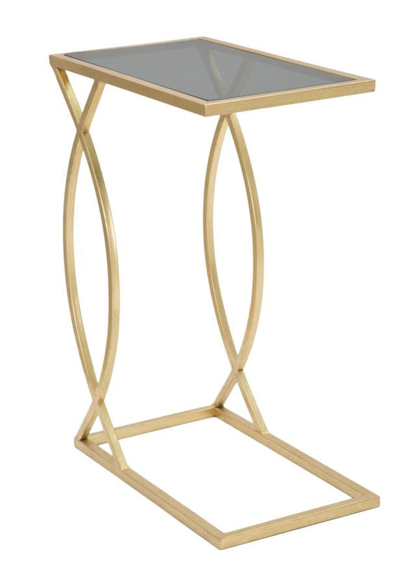 Tavolinetto da Divano Glam 45,5x25,5x60 cm in Ferro e Vetro Nero e Oro online