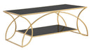 Tavolo da Caffé Sunshine 110x60x45 cm in Ferro e Specchio Oro e Nero