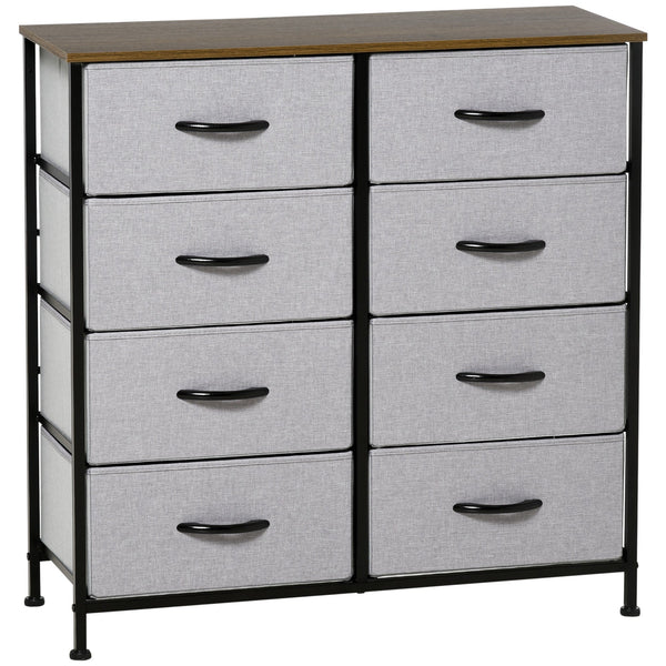 online Cassettiera 8 Cassetti 80x30x81,5 cm in Legno e Acciaio Marrone Grigio e Nero