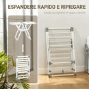 Stendibiancheria a 2 Livelli 156,5x61,5x97 cm Regolabile su 4 Altezze in Metallo e Plastica Bianco      