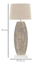 Lampada da Tavolo Resina Eclips Tower Ø38x90 cm in Resina e Ferro e Tessuto Oro e Bianco      
