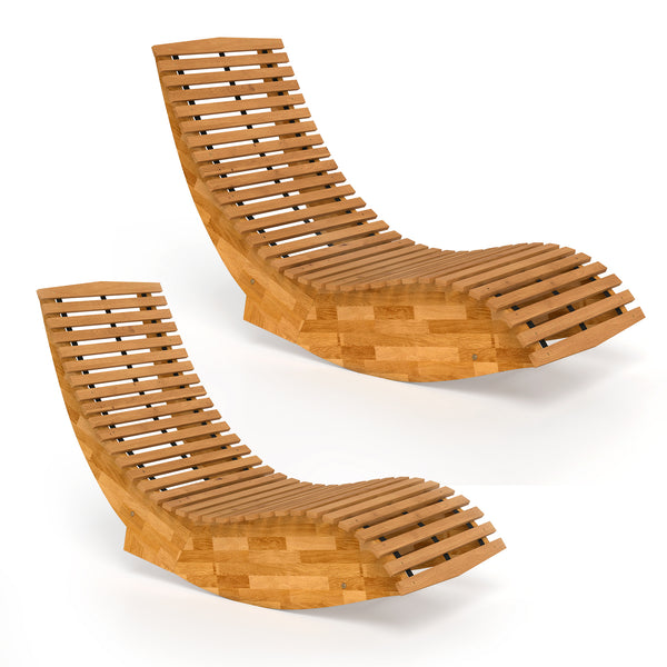 prezzo Set di 2 Sdraio a Dondolo 60x156x77 cm Pieghevoli ed Ergonomiche in Legno di Acacia