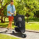 Passeggino per Cani Taglia Piccola 75x45x97 cm Pieghevole con Ruote Girevoli e Freno Nero  