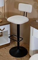 Sgabello Bar Light Bianco 41x47,5x85 cm in Ferro e Compensato e Spugna e Poliestere Nero e Bianco      