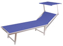 Lettino Prendisole da Giardino 185x71x41 cm in Alluminio e Textilene Blu Melange