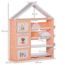 Casetta Portagiochi 128x34x155 cm 2 Ripiani con Contenitori Cestini Laterali Arancione