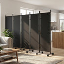 Divisorio Decorativo da Interno a 5 Pannelli 252x40x170 cm con 12 Ruote e Clip di Connessione in Acciaio Nero      