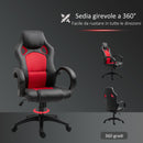 Sedia da Gaming Ergonomica in Similpelle Rosso e Nero