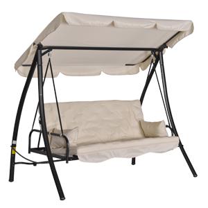 acquista Dondolo Letto 3 Posti da Giardino 209x114x170 cm in Metallo e Poliestere Beige