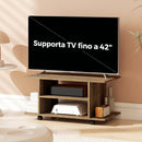 Mobile Porta TV Moderno 80x40x40 cm con Ripiani Ruote Girevoli e Freni Color Noce      