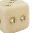 Decorazione Dado Quarzy 8x8x8 cm in Resina Bianco e Oro      