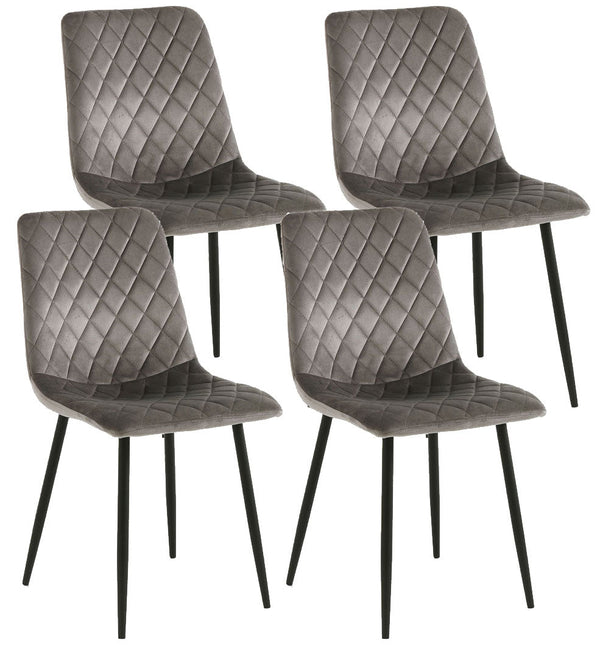 Set 4 Sedie 44x50x88 cm in Velluto Grigio online