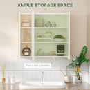 Specchiera da Bagno 3 Ante 68x22x60 cm Mensole Regolabili Bianco