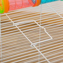 Gabbia per Criceti 3 Livelli 59x36x47 cm con Giochi in Acciaio Azzurro e Bianco