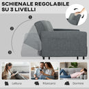 Divano Letto Clic Clac 200x77x72 cm con Schienale Regolabile in Tessuto Effetto Lino Grigio   
