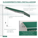 Tenda da Sole a Manovella 3x2 m ad Angolazione Regolabile in Alluminio Acciaio e Poliestere Verde      