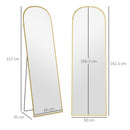 Specchio a Figura Intera da Terra 50x161,5 cm in Lega di Alluminio con Supporto Pieghevole Oro   