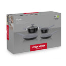 Batteria di Pentole 5 Pezzi Antiaderente Induzione in Alluminio Effetto Pietra Moneta Opale Stone Grey