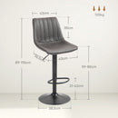 Set 2 Sgabelli da Bar Moderni 43x46,5x89-110A cm con Schienale e Poggiapiedi in Microfibra Grigio      
