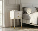 Comodino Camille Bianco 40x30x71 cm in Pino e MDF e Ferro      
