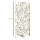 Decorazione Murale 3D Rettangolare 50x85 cm in Metallo Foglie di Ginkgo Oro