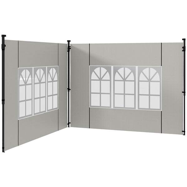 prezzo Set 2 Pareti Laterali per Gazebo 3x3m e 3x6m con Finestre 293x193 cm in PE e Plastica Bianco