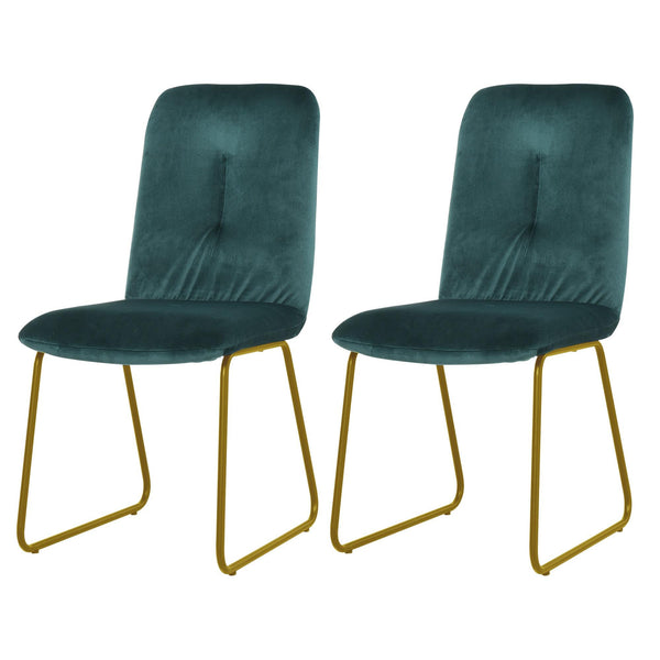 Set 2 Sedie Imbottite 44,5x59,5x91 cm in Flanella Verdi online