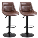 Set 2 Sgabelli da Bar Vintage 46,5x50x88-108 cm Seduta in Finta Pelle Marrone    