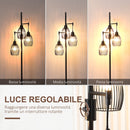 Lampada da Terra Industriale 30x30x170.5 cm con 3 Paralumi e Intensità Regolabile in Acciaio Nero      