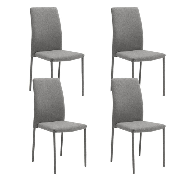 prezzo Set 4 Sedie Leda 42x52x96 cm in Tessuto Easy-Clean Gambe Rivestite in Tinta Grigio Scuro