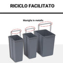 Pattumiera Differenziata 3 Contenitori 48x34,2x41,8 cm 40lt per Mobili Grigio